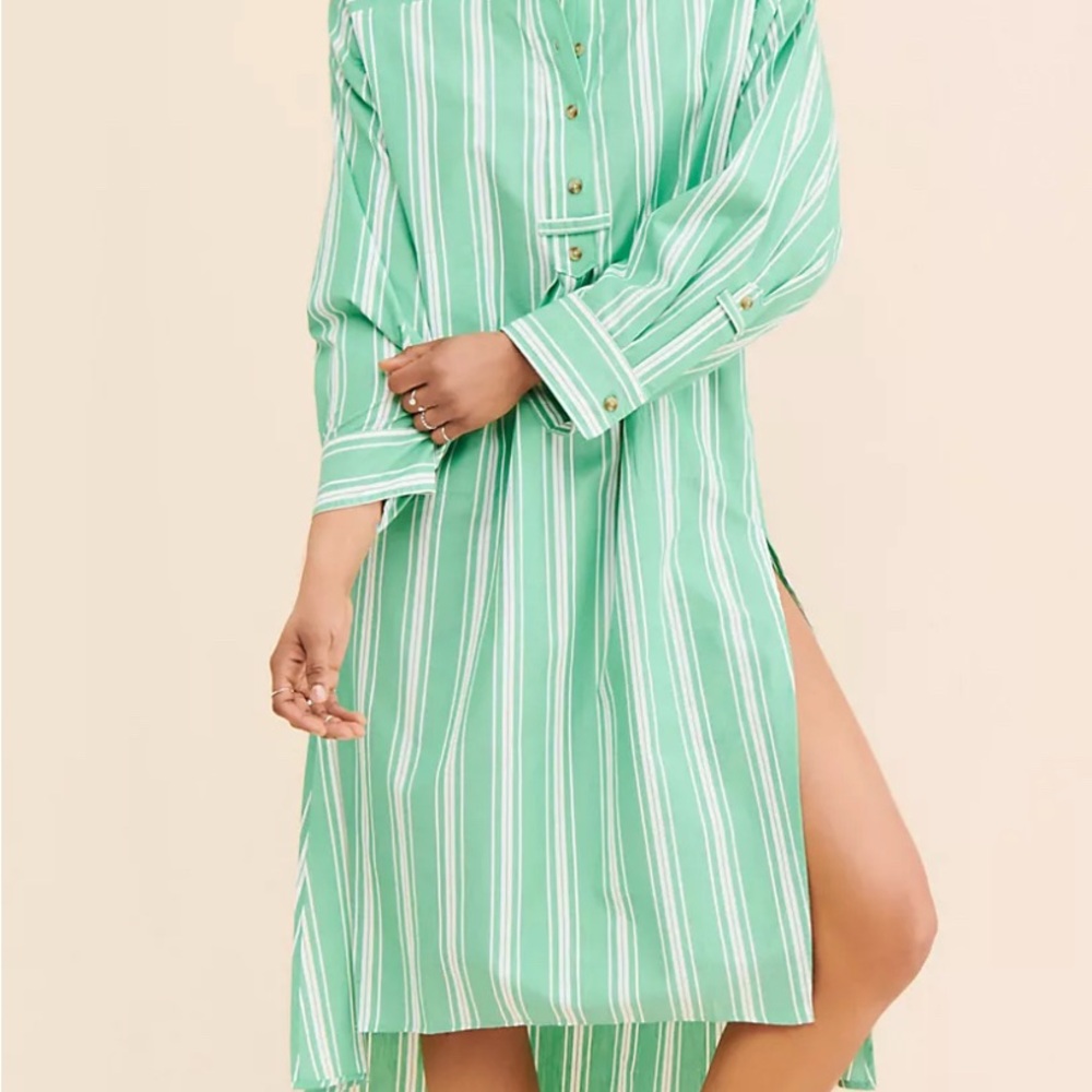 Anthropologie Green Striped Dress
